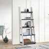 5-Tier Shelves,Bookshelf, Storage Rack, Bookcase with Rubber Wood Frame, Ladder Shelf - 4 of 4