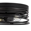 Possini Euro Design Beardsley 13" Modern Industrial 2-Light Flush-Mount Ceiling Light Fixture Kitchen Foyer Hallway Drum Round Black Finish Metal - 3 of 4