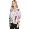 Alfred Dunner Womens Geometric V-Neck Three Quarter Sleeve Top - 3 of 4