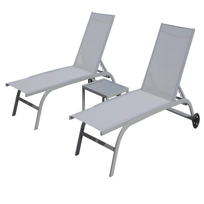 68.12" Lounge Chairs for Outside with Wheels, Outdoor Lounge Chairs with 5 Adjustable Position