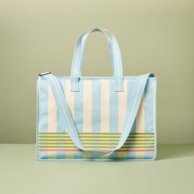 Cross Stripe Carry-All Tote Blue/Green/Natural - Hearth & Hand™ with Magnolia
