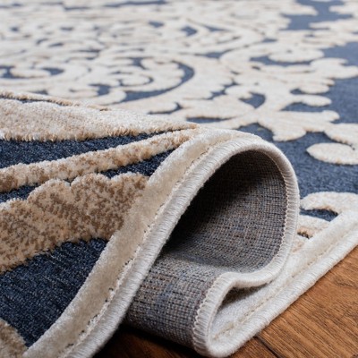 Stone and Aqua Rectangular Wool and Viscose Area Rug