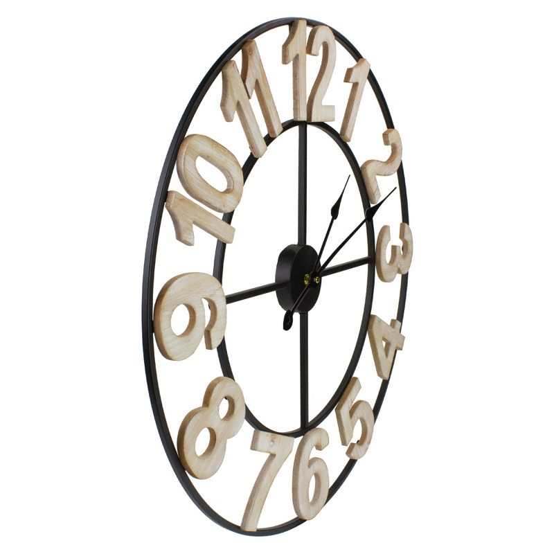 Northlight 24" Metal Framed Battery Operated Round Wall Clock with Block Numbers, 3 of 5