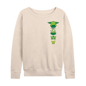 Women's - Star Wars - The Mandalorian Grogu Icons Lightweight French Terry Wide Neck Long Sleeve Graphic Shirt - 1 of 4