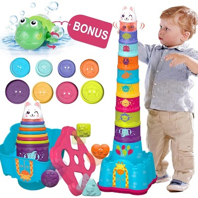 Nesting Cup Shape Sorter, Stacking and Sorting Toy for Infants 6-18 Months