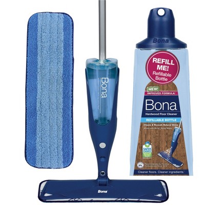 Bona Wood Floor Mop Starter Kit - 1 Spray Mop, 1 Reusable Microfiber Mopping Pad, 1 Refillable Wood Floor Cleaner Liquid_2