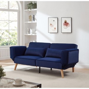 Sapphtopaz 72.8" Convertible Couches for Living Room with Adjustable Arms & Backrest Recliner Sleeper Sofa Bed with Wood Legs Couch for Bedroom - 1 of 4
