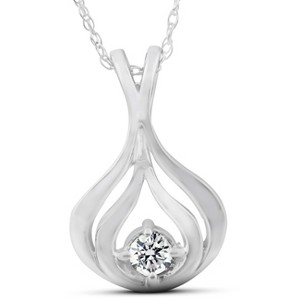 Pompeii3 Solitaire 1/10 Ct Diamond Pendant Necklace 10K White Gold - 1 of 4