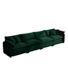 Modern Upholstered 4 Seater Fabric Sofa with Comfortable Back Cushions, Seat Cushions and Pillows, Light Beige Corduroy Sofa , - 3 of 4