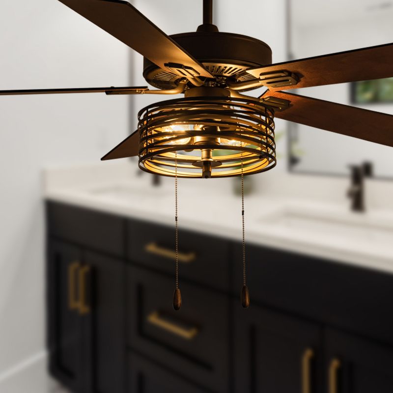 52&#34; 2-Light Alice Oil-Rubbed Bronze with Gold and Black Metal Shade Ceiling Fan - River of Goods, 5 of 15