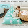 Butterfly Craze Bean Bag Chair Cover, Functional Toy Organizer, Fill with Stuffed Animals - Stuffing Not Included, Aqua Polka Dots - 2 of 4