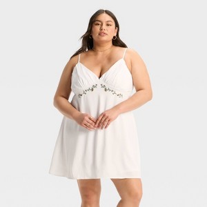 Women's Embroidered Crepe Mini A-Line Dress - Wild Fable™ - 1 of 4