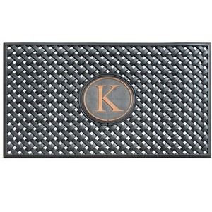 A1HC Natural Rubber Large Monogrammed Door Mat 24" x 39" Scrapes Shoes Clean of Dirt & Grime Doormat - 1 of 4