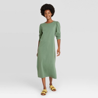 green long sleeve t shirt dress