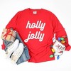 Simply Sage Market Women's Holly Jolly Bold Cursive Long Sleeve Garment Dyed Tee - 3 of 4