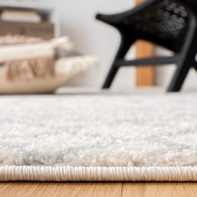 Ivory & Light Gray Hand-Knotted Synthetic Area Rug - 6' x 9'
