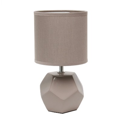 Round Prism Mini Table Lamp with Matching Fabric Shade Gray - Simple Designs