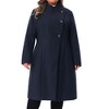 Agnes Orinda Women's Plus Size Winter Stand Collar Long Sleeve Back Split Long Overcoat - 2 of 4