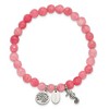 Chisel Stainless Steel Seahorse and Tree of Life Dangles 6mm Pink Jade Beaded 6.25" Stretch Bracelet - 2 of 4