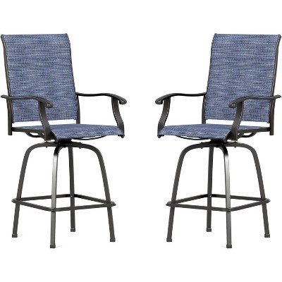 Simple Trending 2, Bar Height Patio Chair,High Top Patio Chairs, Supports 300 lbs (Blue Fabric)