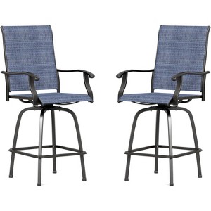 Simple Trending 2, Bar Height Patio Chair,High Top Patio Chairs, Supports 300 lbs (Blue Fabric) - 1 of 4