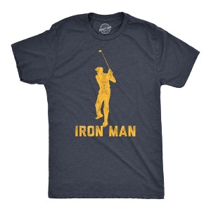Mens Iron Man T Shirt Funny Fathers Day Golf Clubs Sarcastic Fathers Day Novelty Tee - Crazy Dog Men's T Shirt - 1 of 4