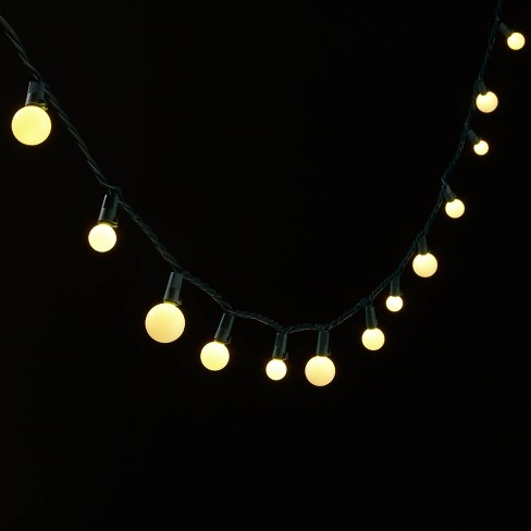50ct Led Smooth 3 Size Spheres Classic Glow Christmas String Lights Warm White With Green Wire Wondershop Target