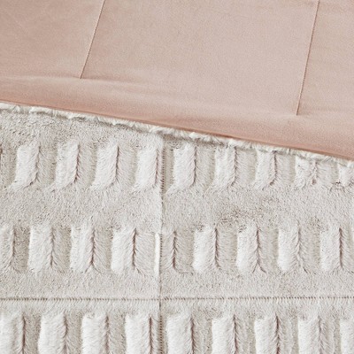 Blush Full Faux Fur Reversible Bedspread Set