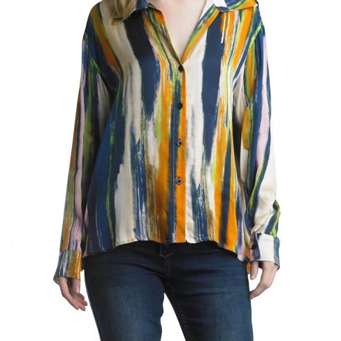 Women's STRIPED SILK TOP - TEMPO PARIS - image 1 of 2