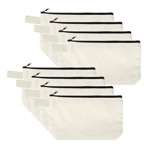 Unique Bargains Canvas Plain Zipper Toiletry Makeup Organizing Bags 8 Pcs - 1 of 4