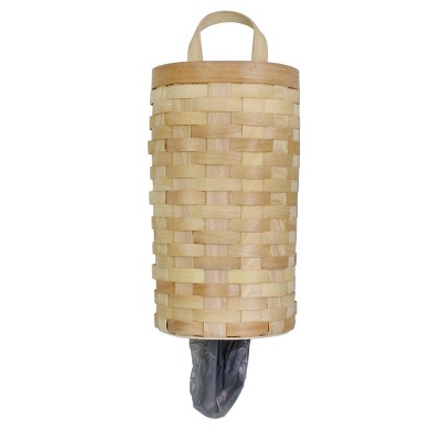 AuldHome Design Wicker Grocery Bag Holder; Wall-Mounted Rustic Farmhouse Plastic Bag Dispenser