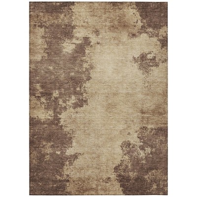 Brown And Taupe Abstract Washable Indoor Outdoor Area Rug