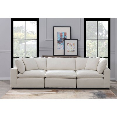 Haven Beige Linen 3-Piece Sectional Sofa with Removable Cushions