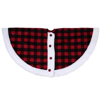 Northlight 48" Black and Red Buttoned Buffalo Plaid Christmas Tree Skirt