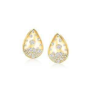 Ross-Simons 1.00 ct. t.w. Scattered White Topaz Teardrop Earrings in 18kt Gold Over Sterling - 1 of 3