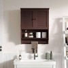 Bathroom Wall Cabinet with Towels Bar, 23.6 Inch Lx7.9x27.5 H MDF Material Espresso Space Saver Storage Cabinet Over Toilet - 2 of 4