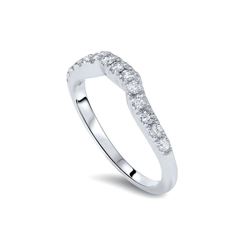 Pompeii3 14K White Gold 3/8ct Diamond Wedding Anniversary Curved Guard Ring, 4 of 6