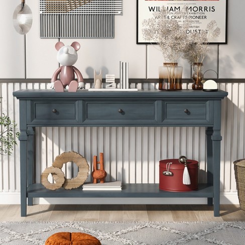 Console table with shelf deals and drawers