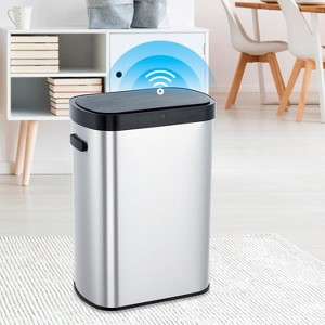 Acekool 50L Touchless Motion Sensor Trash Can with Soft-Close Lid, Automatic Stainless Steel Garbage Bin for Kitchen, Office, Home - 1 of 4