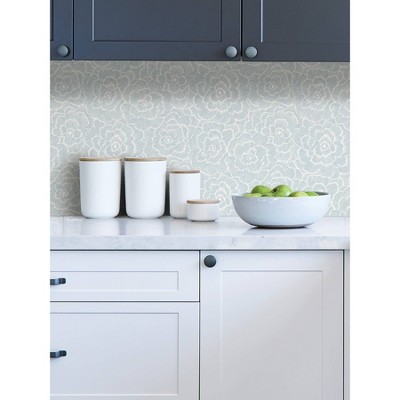 Blue Floral Self-Adhesive Vinyl Peel and Stick Wallpaper