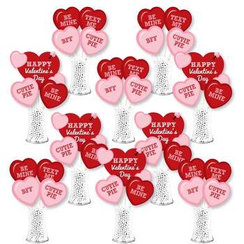 Big Dot of Happiness Conversation Hearts - Valentine's Day Party Centerpiece Sticks - Showstopper Table Toppers - 35 Pieces