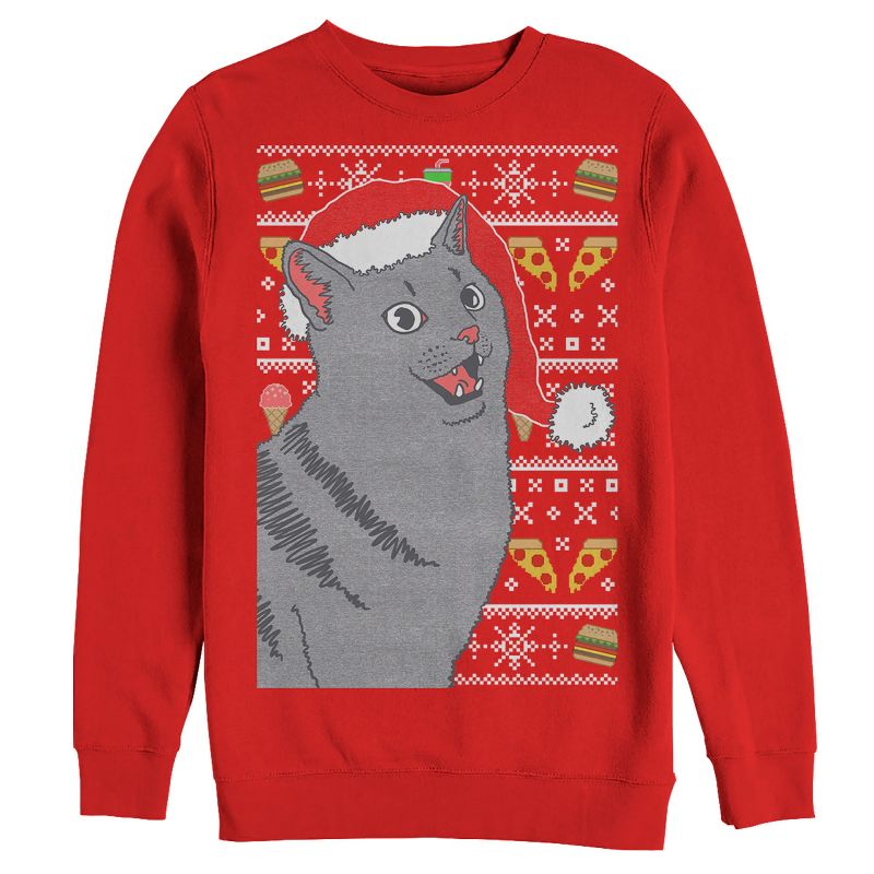 Women's Lost Gods Ugly Christmas Food Cat Sweatshirt, 1 of 4
