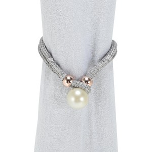 Unique Bargains Curtain Tiebacks Faux Pearl Strand Polyester Gray 2 Pcs - 1 of 3