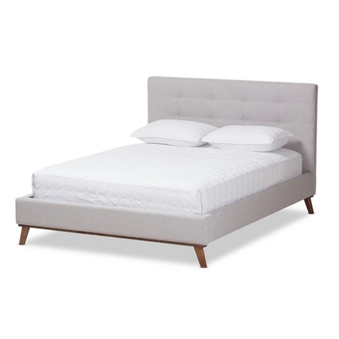 Valencia Mid Modern Fabric Platform Full Bed Gray Baxton Studio