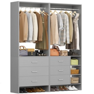 Aheaplus Set of 2 Closet Organizers, Walk-in Closet System with Hanging Rods and Drawers - 1 of 4