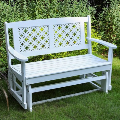 Outdoor Poplar Wood Gliding Loveseat - White - Captiva Designs