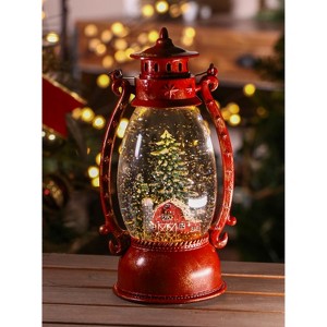 Evergreen LED Water Lantern with Holiday Farmhouse Scene - 1 of 2