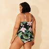 Women's Tie-Front Medium Coverage One Piece Swimsuit - Shade & Shore™ Multi Tropical Print - 2 of 3