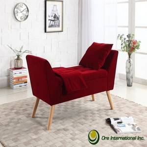 27" Storage Bench with Pillow and Blanket Red - Ore International - 1 of 4