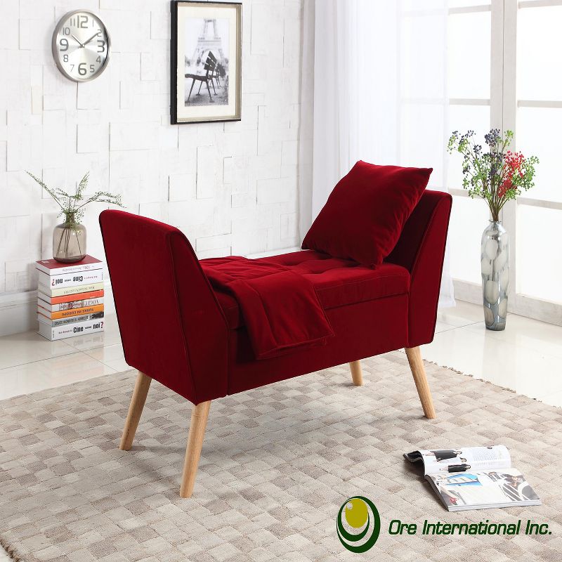 27&#34; Storage Bench with Pillow and Blanket Red - Ore International, 4 of 9